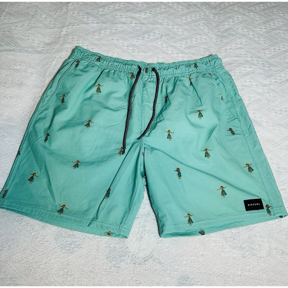 Rip Curl Lay Days Board Shorts Mens Blue Hula Girl Swim Trunks Beach Medium